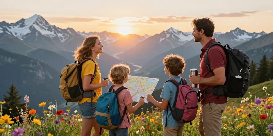 Family adventure at a mountain vista, capturing the spirit of mantra88.