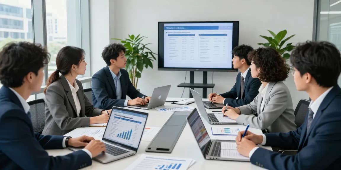 Team collaborating on Corporate Tax Return Filing strategies in a modern office setting.