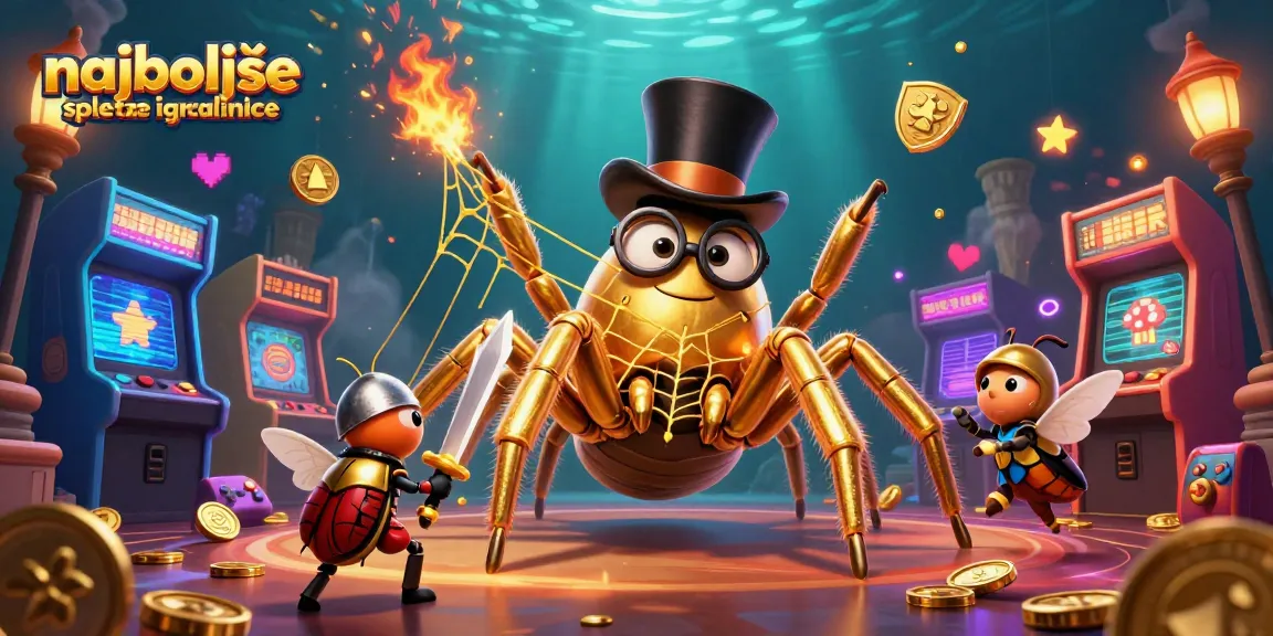 Najboljše spletne igralnice: dinamična ilustracija 3D tarantule in viteza v kazino okolju