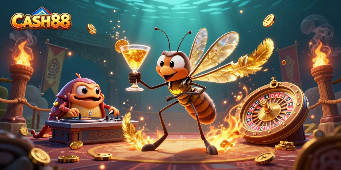 Experience the thrilling action of CASH88 with a vibrant 3D casino illustration featuring unique characters and elements.