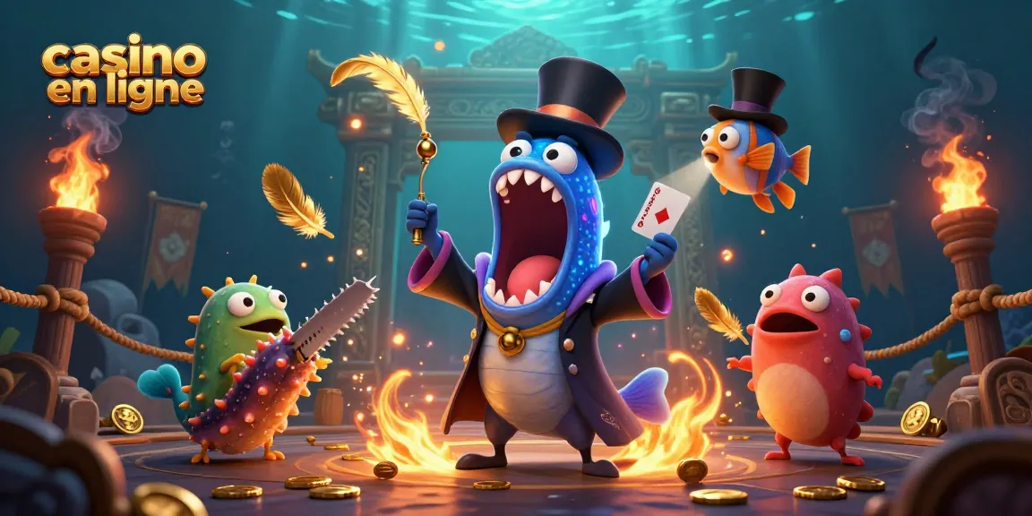 Gagnez au casino en ligne avec cette illustration magique des jeux d'argent sous-marins.