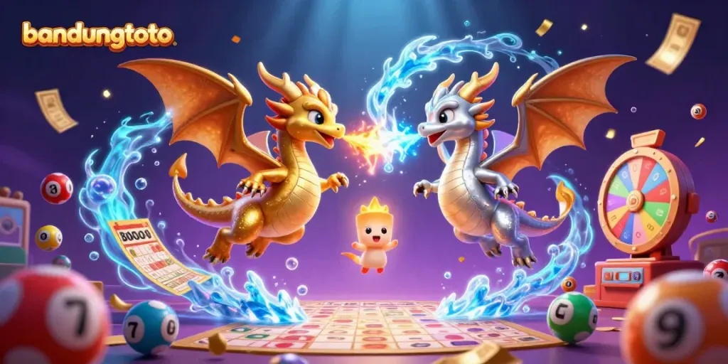 Engage with bandungtoto’s vibrant gaming atmosphere featuring dragons, lottery balls, and dynamic prizes.