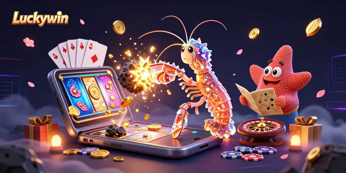 Experience Luckywin's dynamic games with colorful slots and vibrant casino elements.