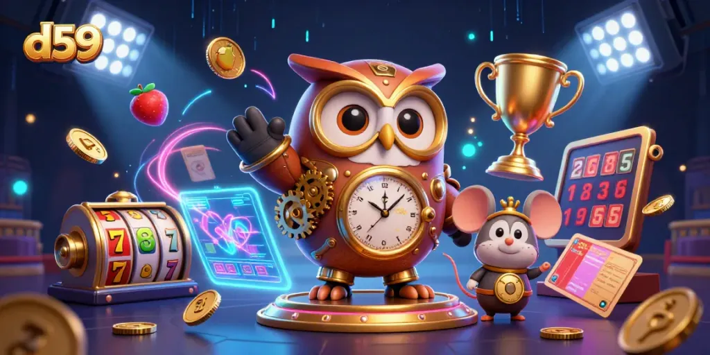 Menangkan permainan slot di d59 dengan desain yang futuristik dan elemen kasino bersejarah.