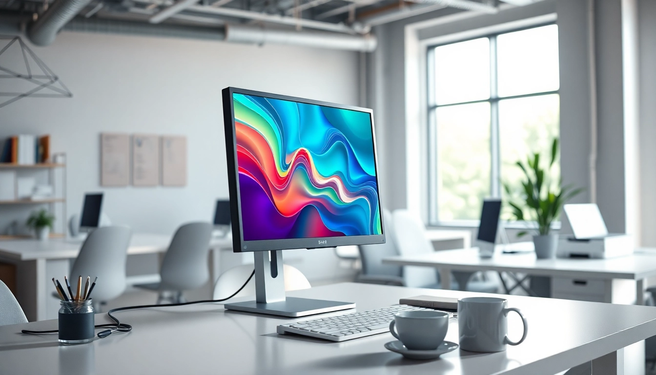 Refurbished pc setup in a modern office with engaging design elements.