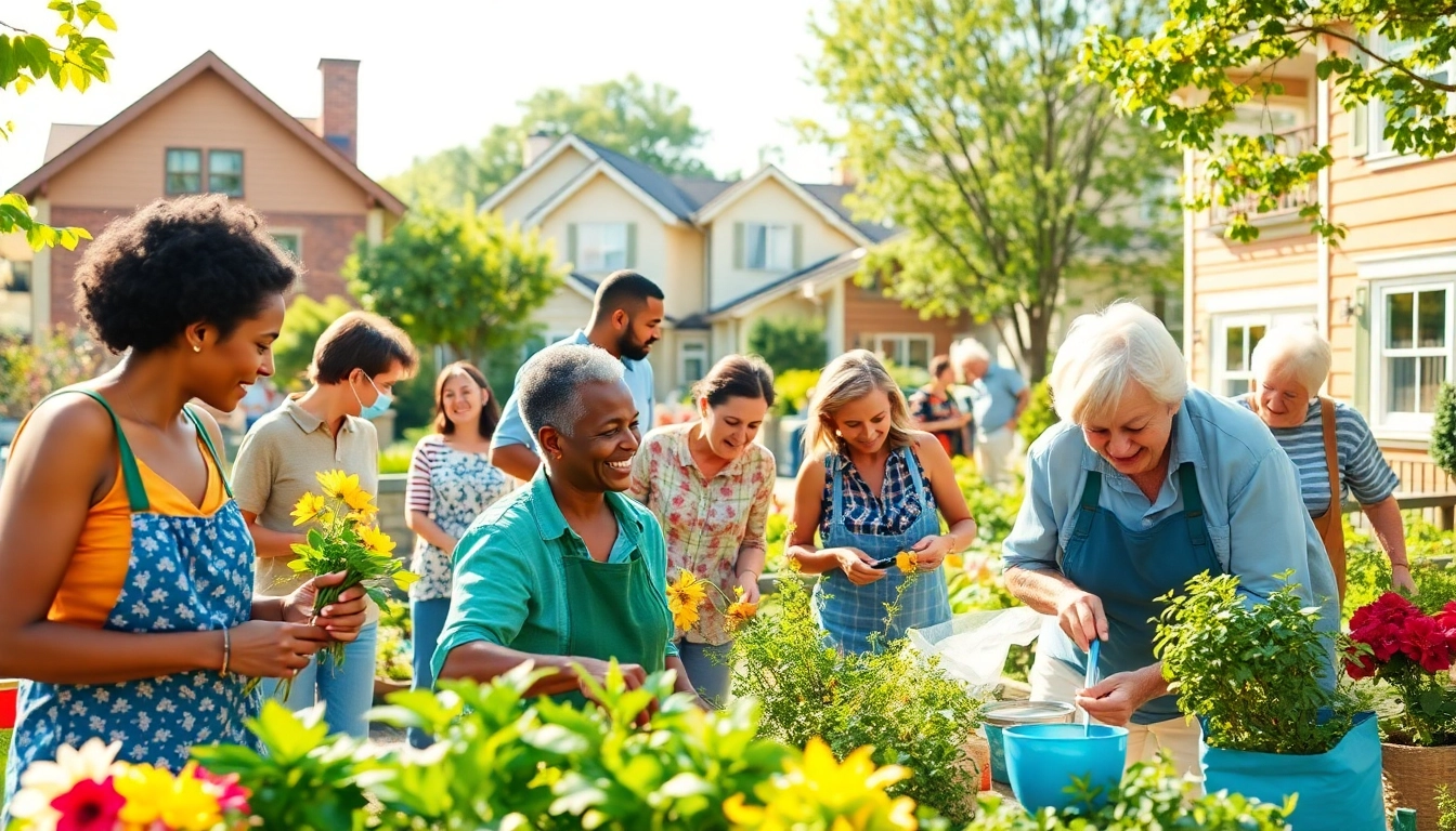 Engaging community showing various individualised living options that promote interaction and support.