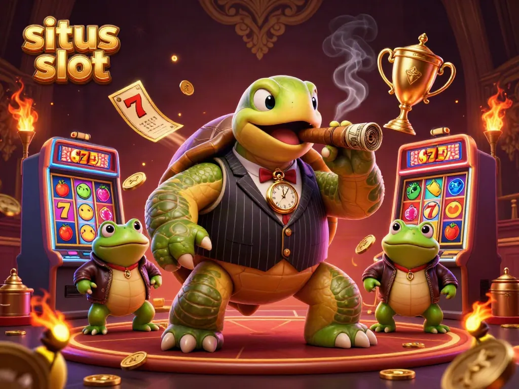 Menyaksikan situs slot dengan karakter unik dan mesin slot dalam suasana kasino yang dinamis.