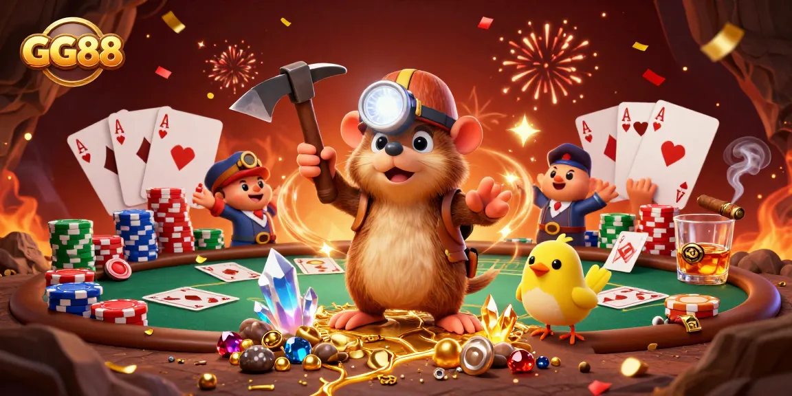 Join the excitement at GG88 with dynamic poker elements and treasure hunting in a vibrant casino setting.