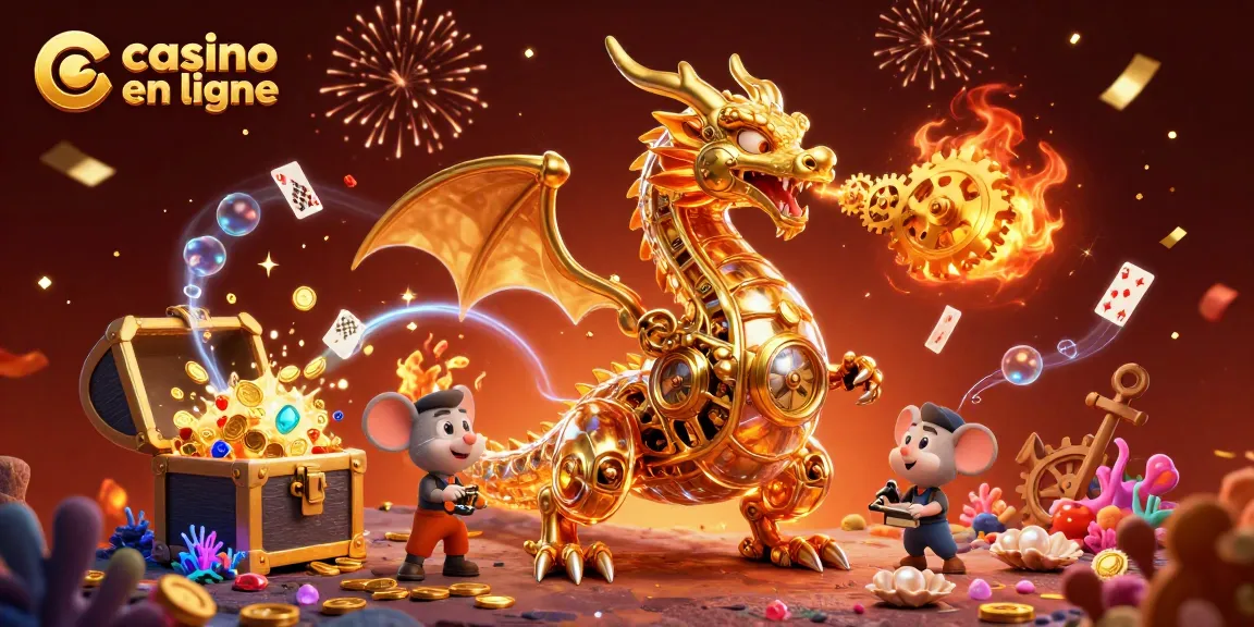 Vivez l'excitation du casino en ligne avec le dragon doré et des trésors sous-marins.