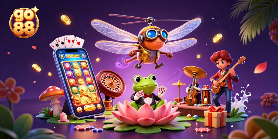 Experience the thrill of go 88 with a vibrant casino scene featuring animated characters and interactive game elements.