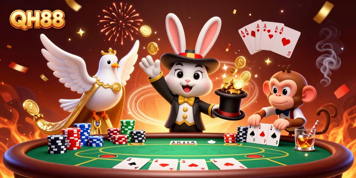 Engage in thrilling moments with QH88 as the magician unveils golden wins and surprises.