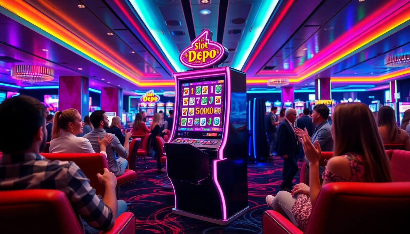 Menangkan Slot Depo 5000 dengan suasana kasino yang meriah dan penuh energi.