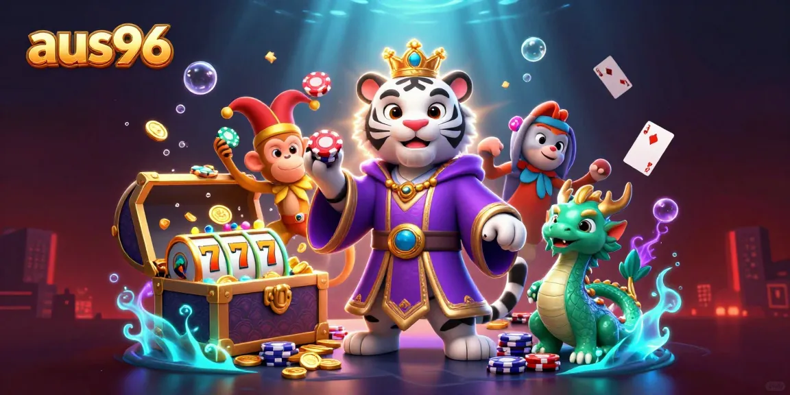Engage with aus96 as the elegant tiger and playful monkey create an exciting casino atmosphere.