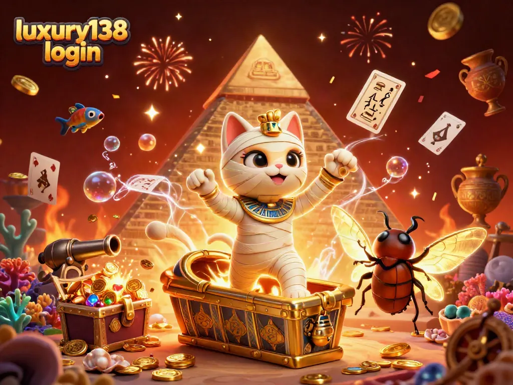 Masuk ke luxury138 login dengan mumi kucing dan harta karun berkilau di kasino.