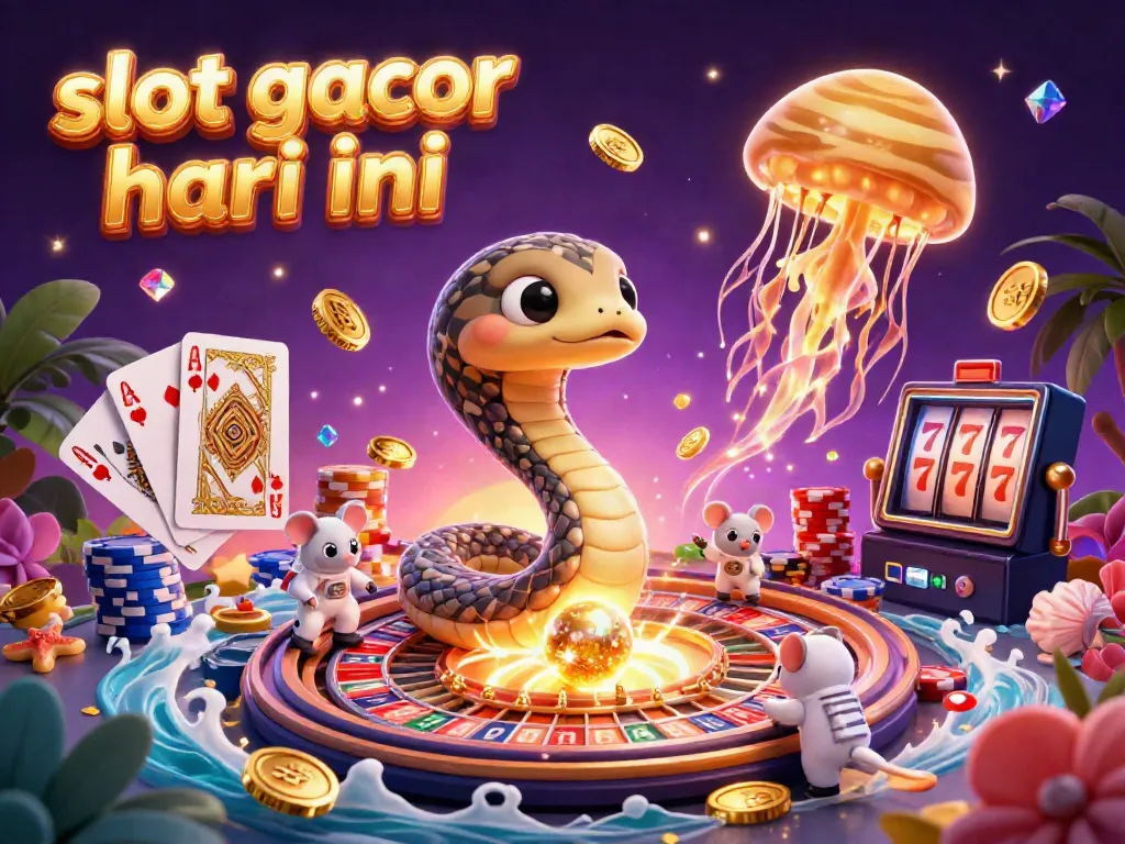 Experience slot gacor hari ini with exhilarating bets and vibrant cosmic characters in this 3D digital casino illustration.