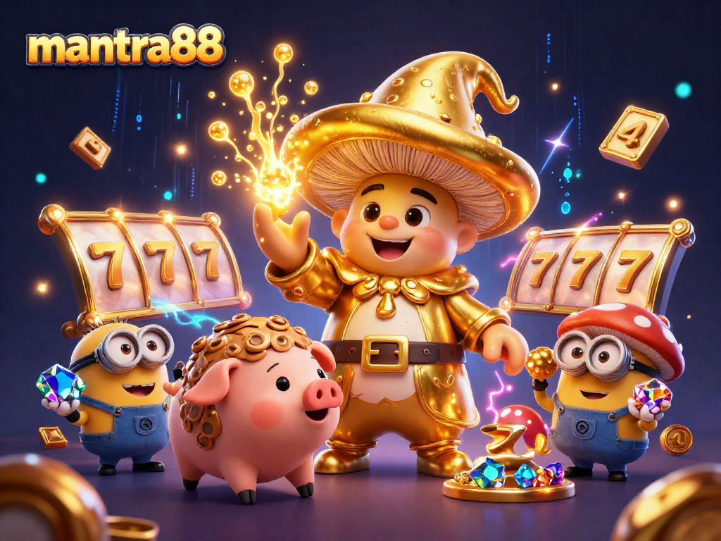 Engage with the mantra88 gaming experience featuring a wizard channeling gold and slot elements for big wins.