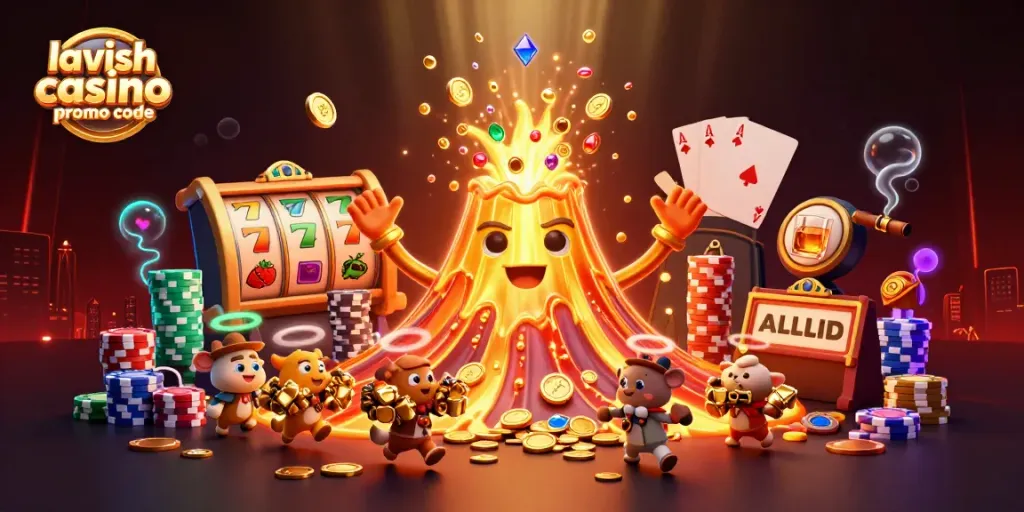 Engage with epic wins using Lavish Luck Casino promo code in a treasure-filled online gaming scene.