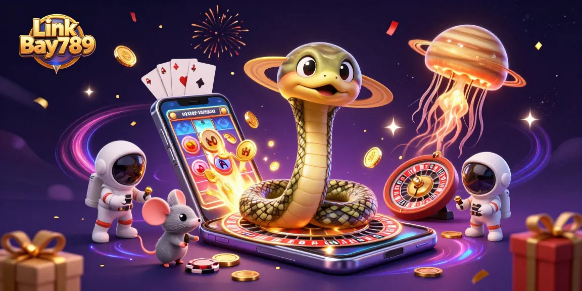 Bet on cosmic adventures with Link Bay789 as snake and astronaut mice join a space casino!