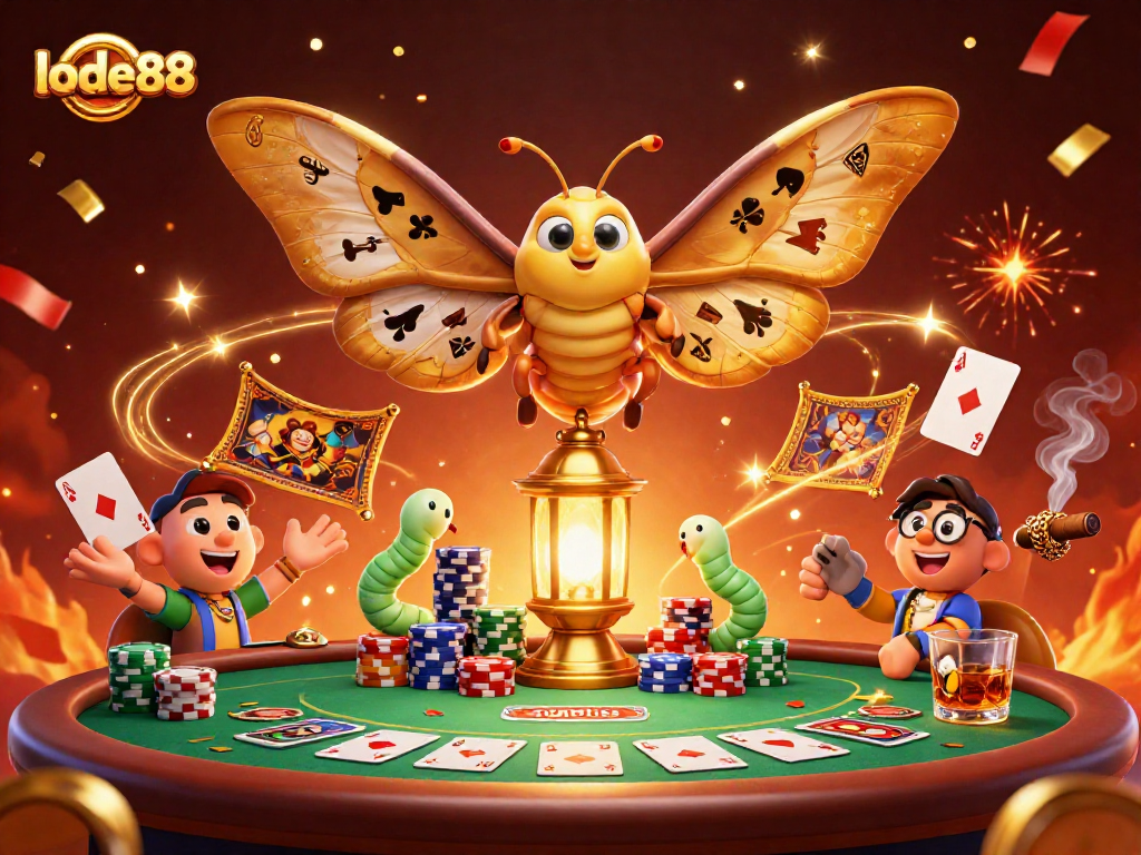 Experience thrilling gaming with lode88 illustrated through vibrant casino elements and lively characters.