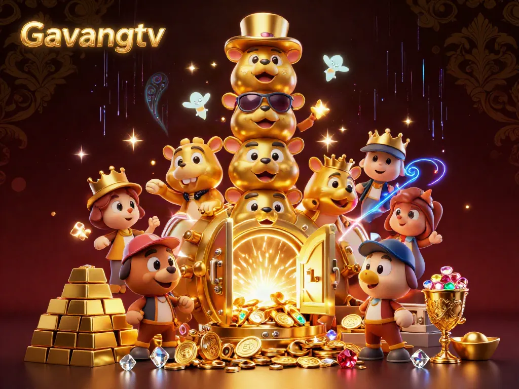 Engage in exciting action with Gavangtv's vibrant 3D illustration featuring a golden totem pole amidst dynamic casino treasures.