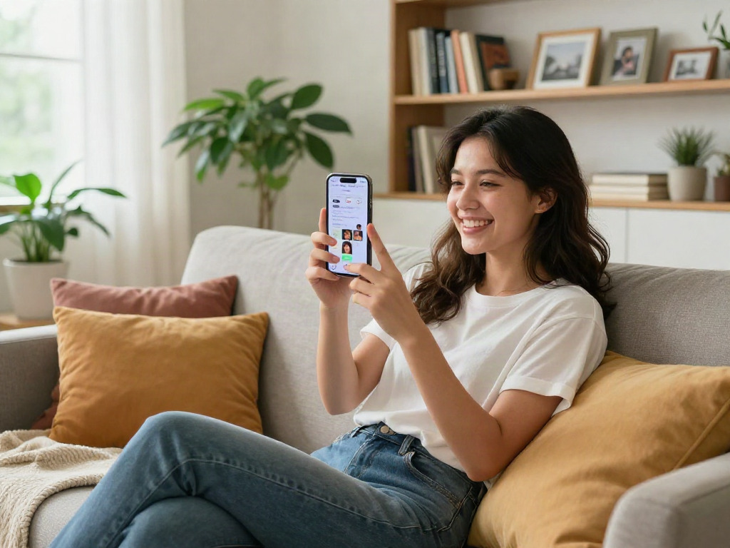 Using facial recognition technology, find out how old do I look in an engaging living room scene.