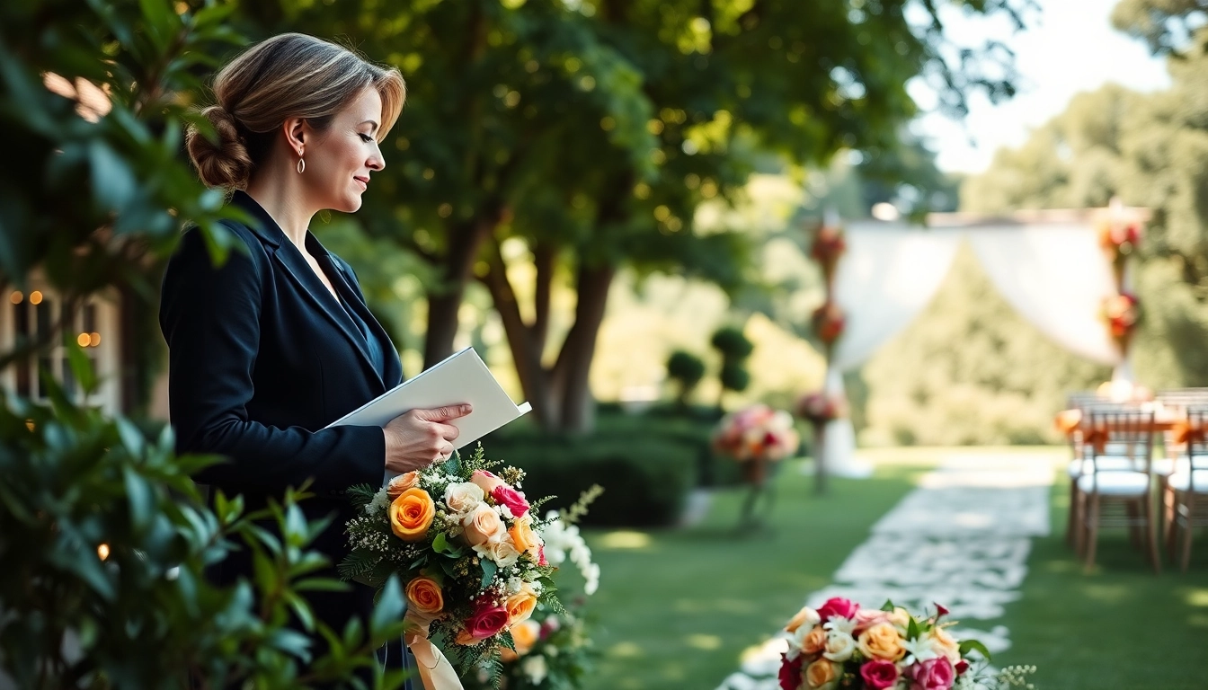 Washington dc wedding coordinator overseeing a gorgeous outdoor wedding setup with floral decorations.