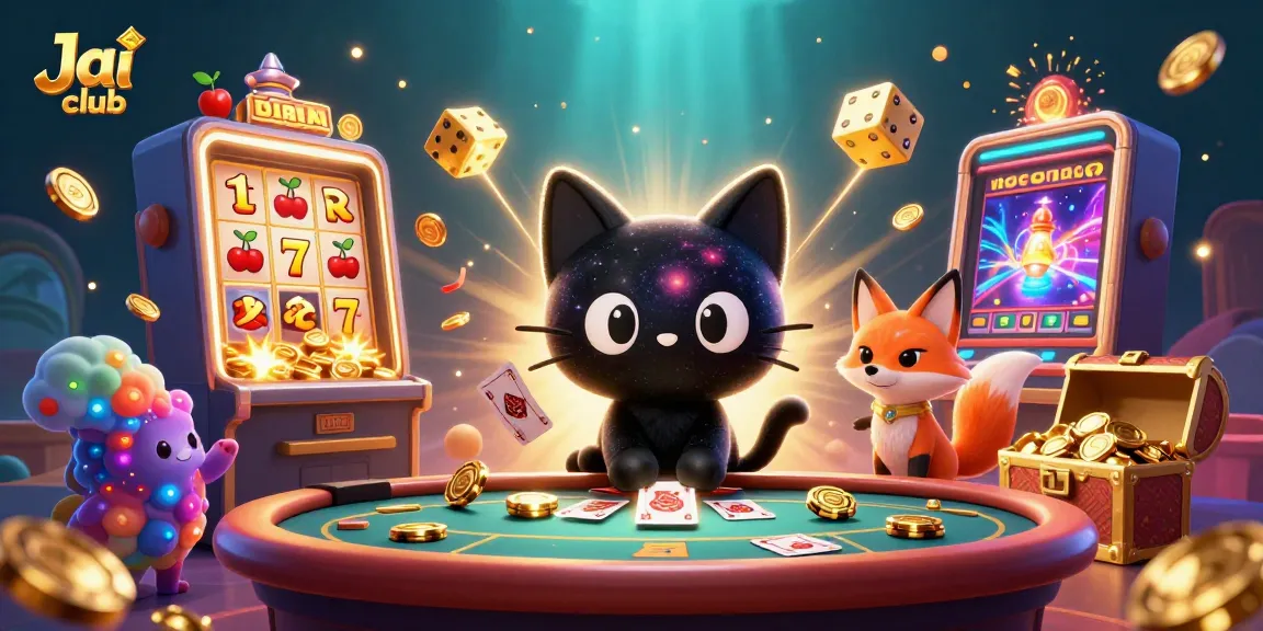 Experience thrilling gameplay at Jai club with a dynamic cosmic casino scene featuring vibrant characters and exciting game elements.