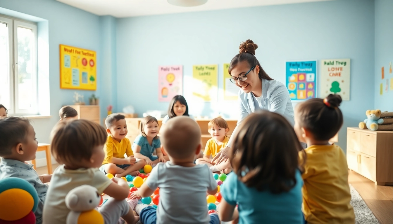 Engaging therapy scene showcasing Autism help through play and interaction among children and a therapist.