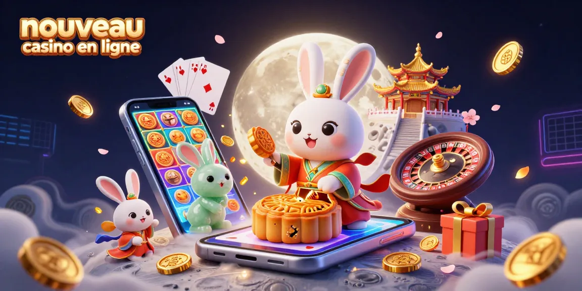 Profitez des jeux de casino en ligne avec le nouveau casino en ligne, illustré par un lapin lunaire interactif.