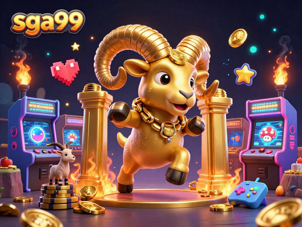 Engage in thrilling gameplay at sga99, featuring 3D cartoon elements and vibrant casino icons.