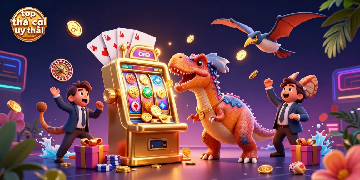 Experience the excitement of top nhà cái uy tín with jackpot coins erupting at a vibrant casino scene.