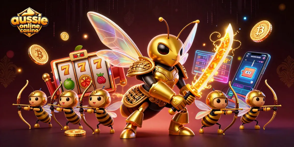 Engage with the vibrant scene at an aussie online casino featuring samurai hornets and dynamic slot symbols