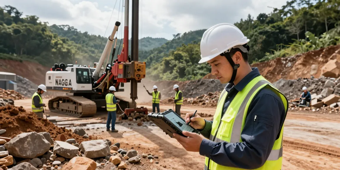 NAGA2000 in action at an industrial mining site with professionals using high-tech equipment for gold extraction.