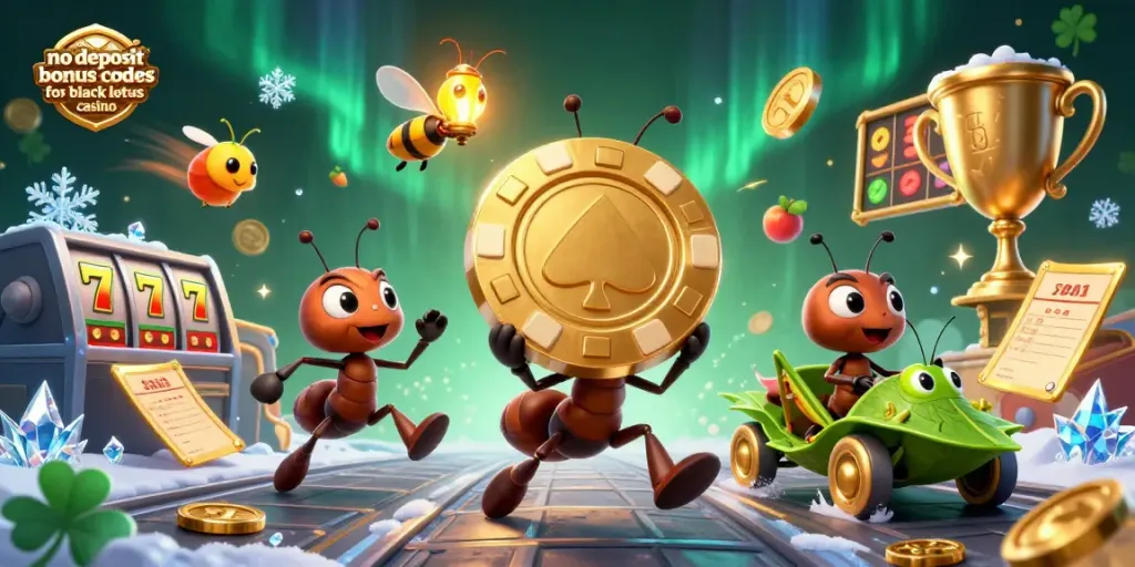Experience thrilling no deposit bonus codes for black lotus casino as ants carry a giant poker chip.