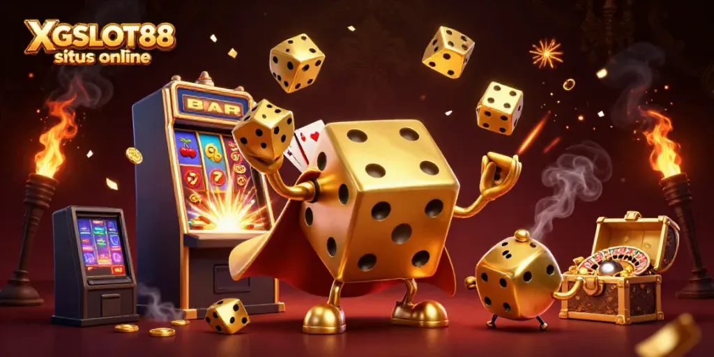 XGSLOT88 situs online menawarkan pengalaman kasino dengan karakter dadu 3D raksasa dan mesin slot kaya.