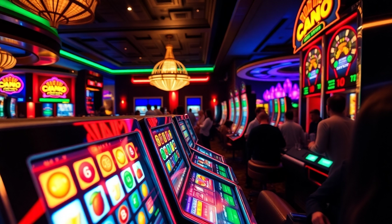 Menang besar di slot gacor dengan mesin slot yang penuh warna dan pemain yang bersemangat.