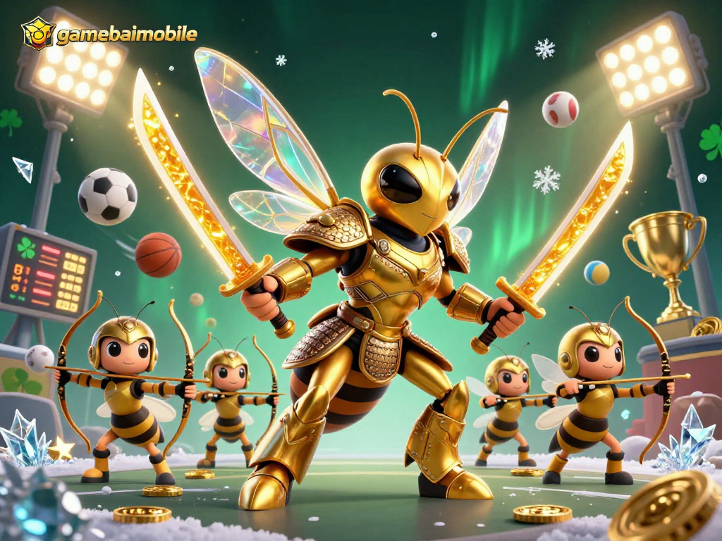 Experience gamebaimobile with vibrant sports betting action featuring a golden hornet samurai and dynamic sports elements.