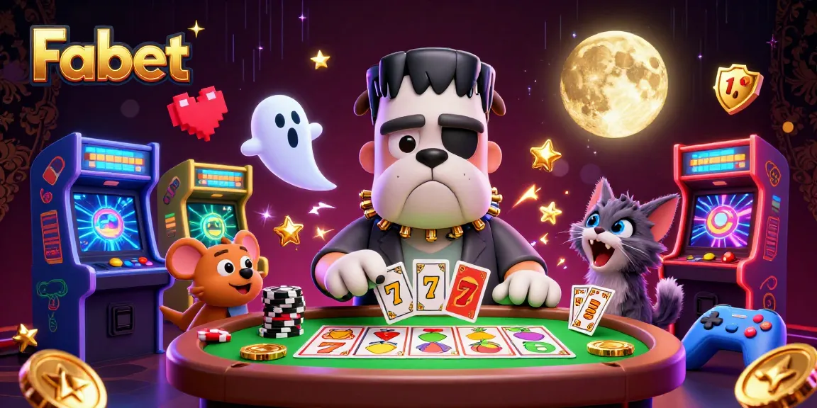 Join the Fabet action with a monster dealer at a thrilling casino game table adorned with vibrant gaming elements.
