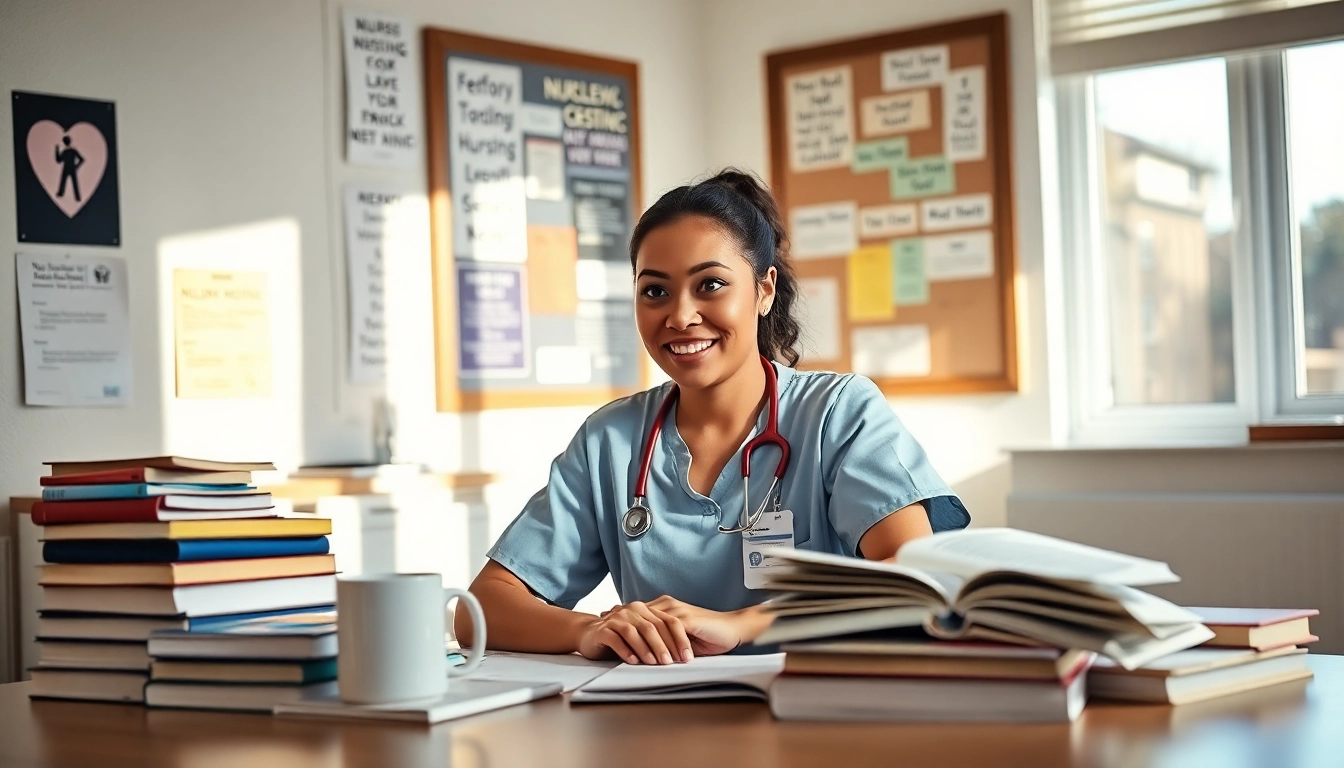 Focused student preparing for repeat NCLEX taker review Houston, studying with books and notes.