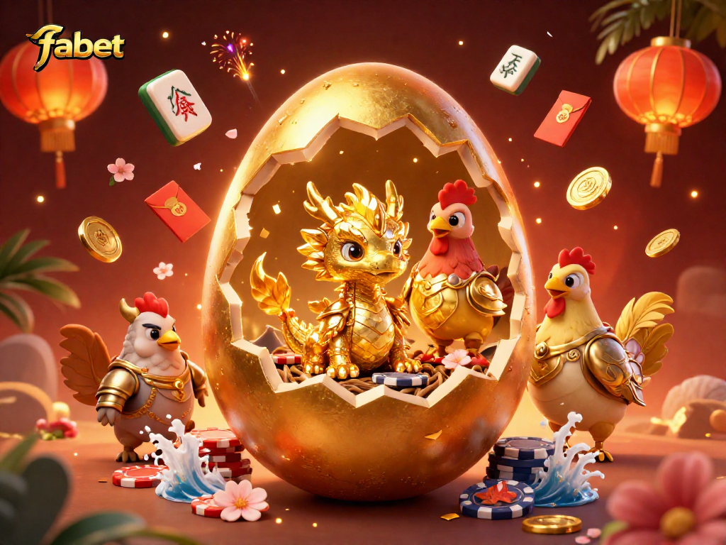 Experience winning strategies at fabet, where a golden dragon emerges from riches surrounded by festive casino elements.
