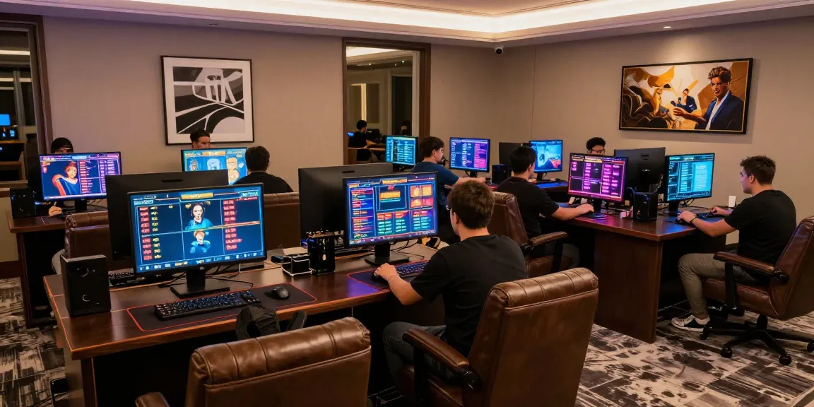 Pengalaman bermain LUXURY777 dalam suasana lounge mewah dengan perangkat gaming modern.