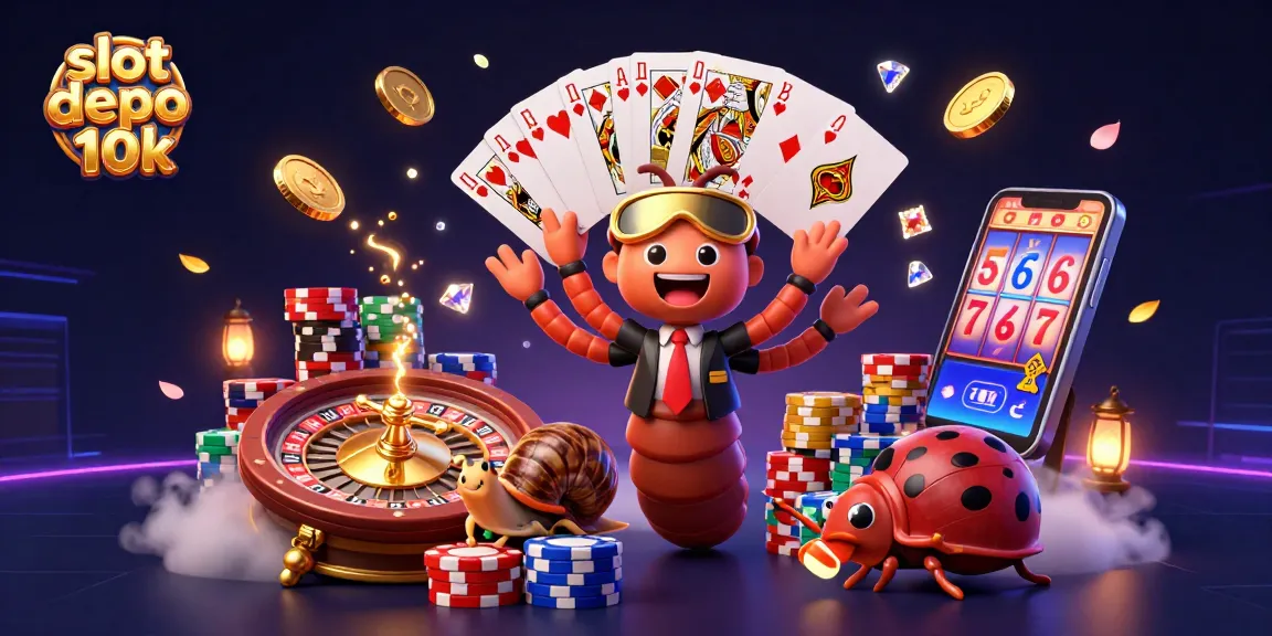 Engage with thrilling slot depo 10k gameplay featuring a vibrant casino scene with colorful characters and dynamic game elements.