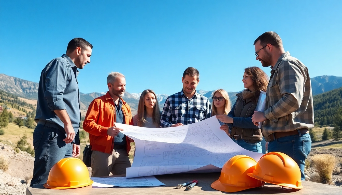 Highlighting construction company membership colorado with diverse workers collaborating in a Colorado landscape.