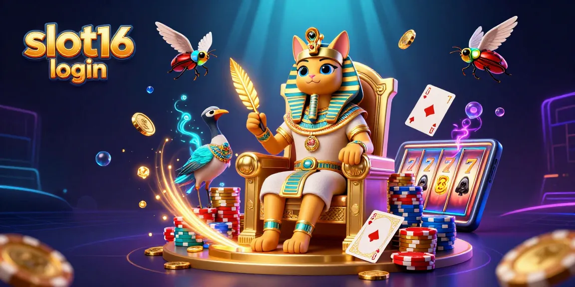 Engage with slot16 login for an exhilarating gaming experience alongside vibrant casino artwork.