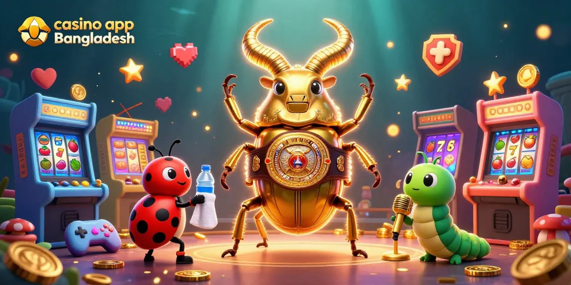 Engage with the dynamic casino app Bangladesh scene featuring a giant stag beetle boxing champion.