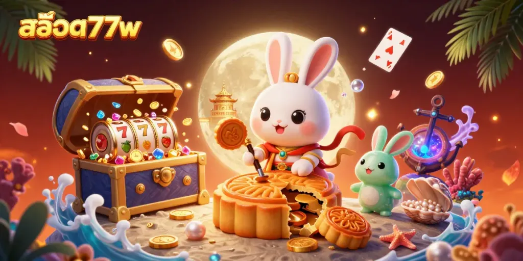 Experience the thrill of สล็อต77w with vibrant casino elements and engaging characters.