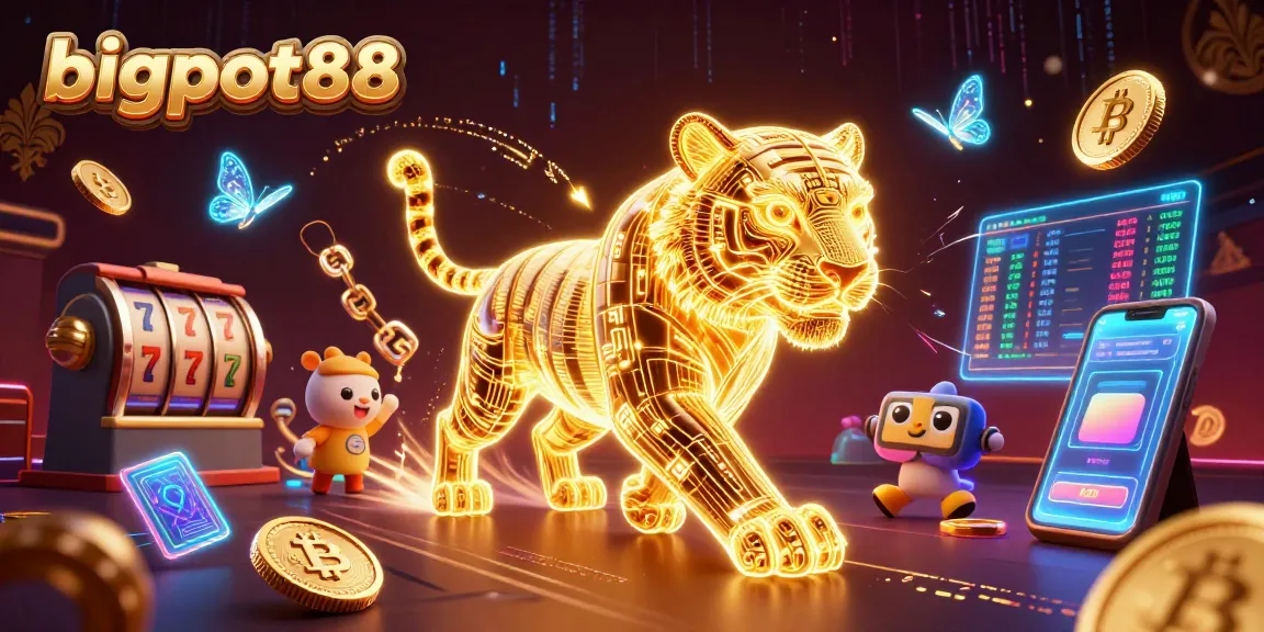 Experience seamless gaming at bigpot88 with a vibrant casino scene featuring a neon tiger.