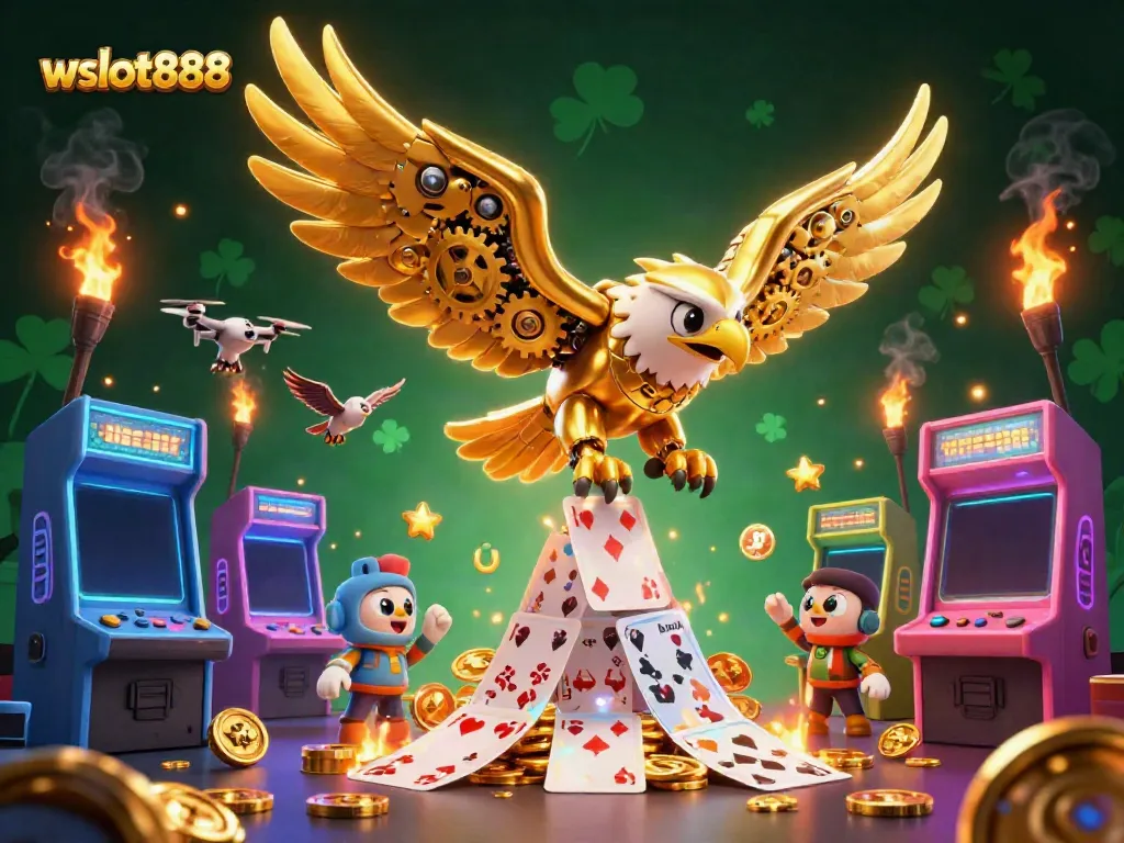 Menggali peluang menang di wslot888 dengan ilustrasi kasino digital yang semarak.