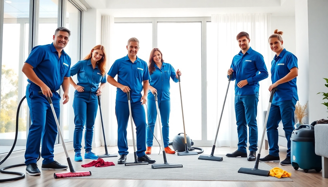 Bond cleaning team efficiently cleaning a modern apartment, showcasing professionalism and dedication.