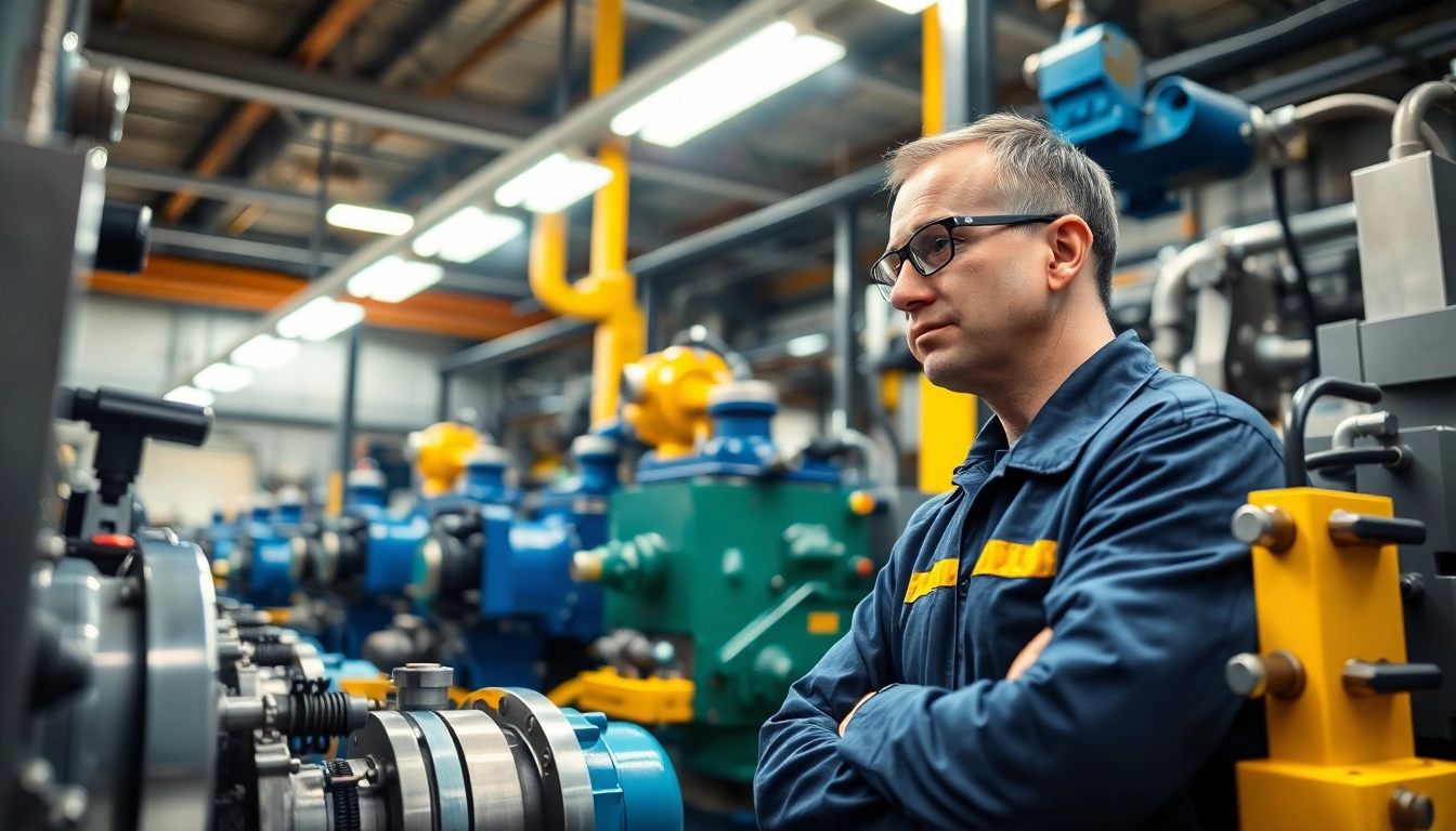 Inspecting fluid power systems with precision in a professional hydraulic workshop.